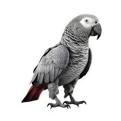 African Grey Parrot PNG Cutout, Generative AI