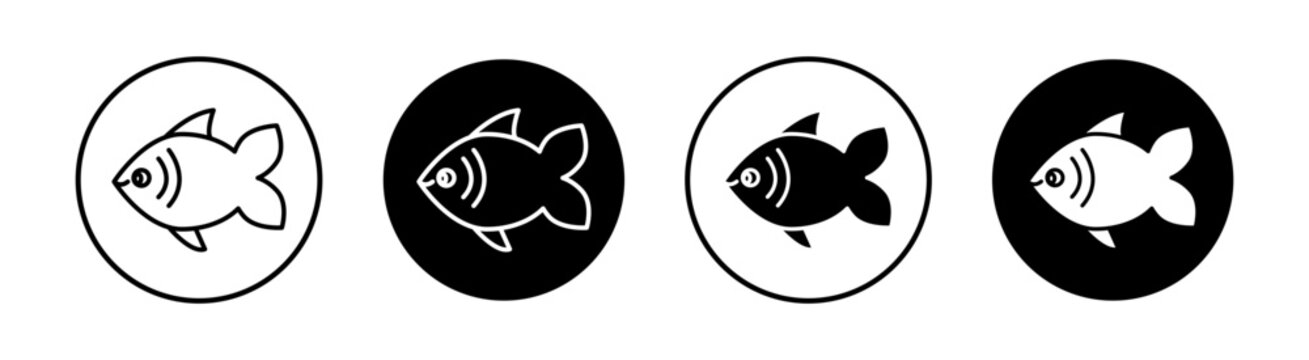 Fish flat line icon set. Fish Thin line illustration vector