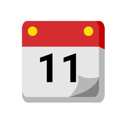 11 days of the month calendar isolated on white transparent background for event, birthday, date, month, day, appointment, agenda, business and deadline. empty month for text