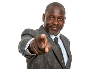 Confident African American Businessman Pointing Isolated Transparent PNG