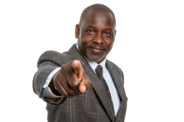 Confident African American Businessman Pointing Isolated Transparent PNG