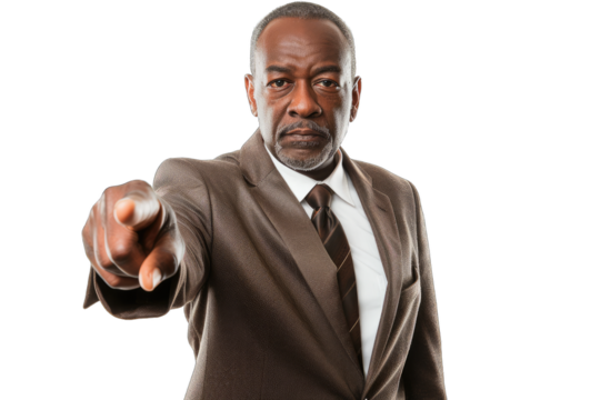 Confident African American Businessman Pointing Isolated Transparent PNG