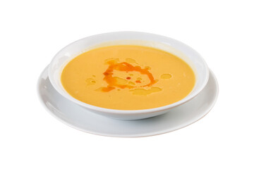 Red lentil soup. Traditional middle eastern, turkish , ramadan cuisine. Vegan food . Top view