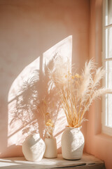 Soothing Pampas Grass in Sunlit Room - Elegant Home Decor and Serene Interiors