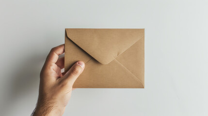 Hand Holding Craft Envelope - Simple Minimalistic Stationery Mockup