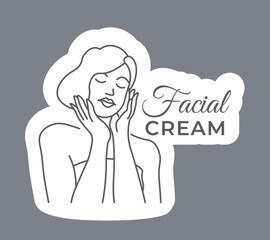 Facial cream, skincare treatment product sticker