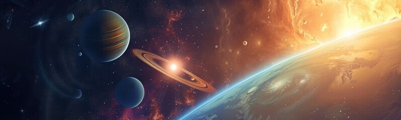Astronomy galaxy concept background . Banner