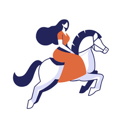 Woman Ride a Horse Elegantly