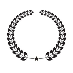 laurel wreath frame isolated on white with star