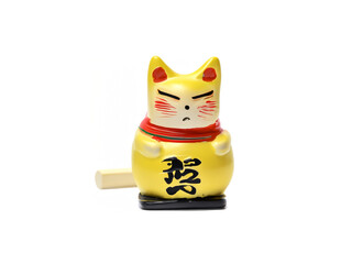 Maneki Neko Lucky Fortune Cat Japanese Lucky Figurine Isolated