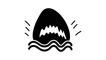 Shark sign, black isolated silhouette