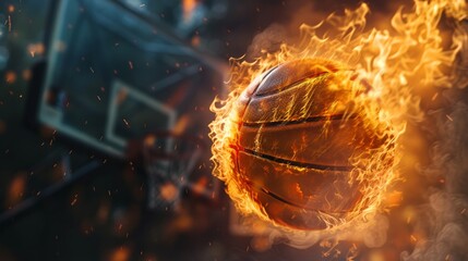 basketball ball in fire