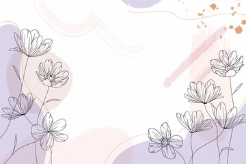 Floral Line Art Flat Design Background 5