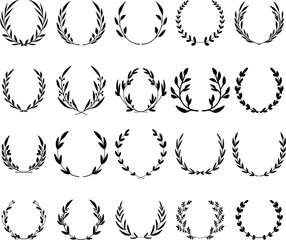 Set of hand drawn floral wreathes. Design element for decoration. Vector illustration