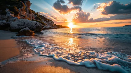 Zelfklevend Fotobehang photo of a sunrise on beach © standret