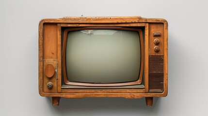 old TV set isolated on a white background