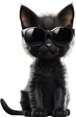 A Cute black kitten wearing glasses