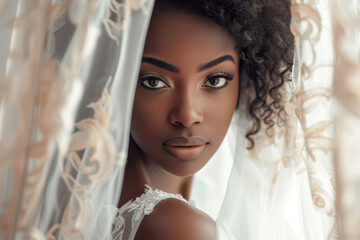 portrait of a beautiful african bride in her wedding dress