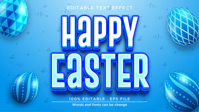 Happy easter text effect. Easter egg banner with text template