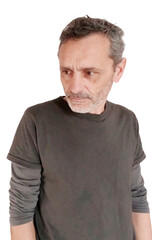 Fototapeta premium mature man with grey hair, isolated on a white background