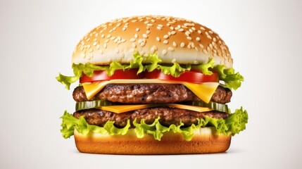 Classic hamburger, isolated on a white background.