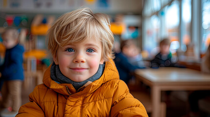 cute little boy in kindergarten