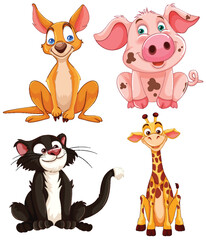 Obraz na płótnie Canvas Colorful illustration of various adorable animals