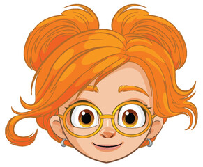 Vector illustration of a smiling girl with glasses
