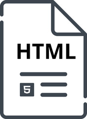 HTML file Icon minimal outline with symbols