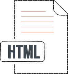 HTML  file format icon dashed outline