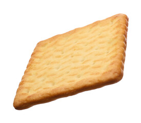Tasty dry square cracker isolated on white