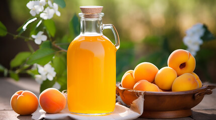 apricot juice in a clear flask golden apricot juice
