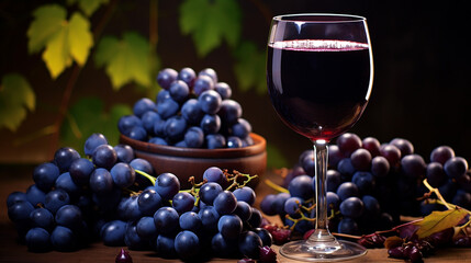 grape juice in a wine glass deep purple grape juice with dark background