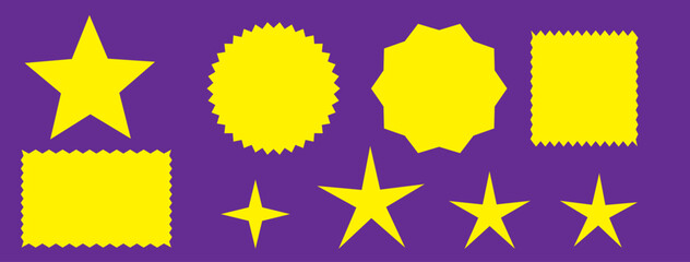 Star burst sticker vector set. Stars collection. Star icons. Starburst flower sale badge. Star blank label, stickers emblem. Shine symbol illustration. Sun ray frames, quality signs, sale icon