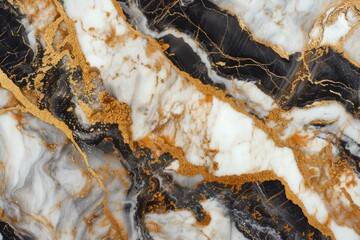 Sophisticated Marbled Texture Featuring Elegant Patterns In White, Gold, And Black