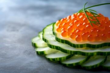 Lowcarb Delight: Crispy Cucumber Slices With Red Caviar