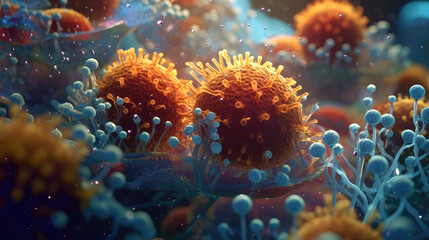 Fototapeta premium Exploring Nano-Molecular Cells with modern advanced microscopes