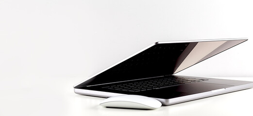 Modern technology gadgets, laptop isolated on a white background, copy space.