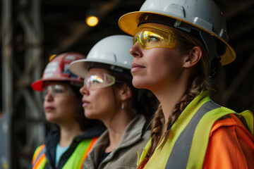 A woman Construction worker with hardhat ,Portrait Of Woman Architect On Construction Site