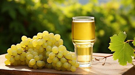 white grape juice in a fluted glass sweet white grape - obrazy, fototapety, plakaty