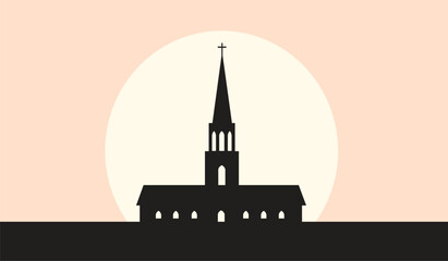 Naklejka premium silhouette of church building architecture vector illustration