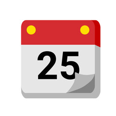 25 days of the month calendar isolated on white transparent background for event, birthday, date, month, day, appointment, agenda, business and deadline. empty month for text