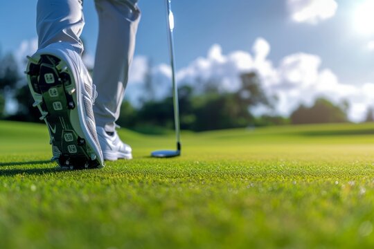 Closeup Of Golfer's Equipment Bag As They Prepare On The Green - Powered by Adobe