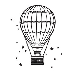 Naklejka premium Hot air balloon outline coloring page illustration for children and adult