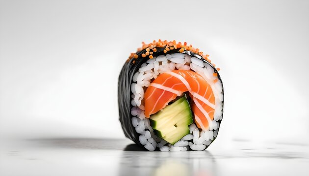 A Sushi Roll Isolated On White Background