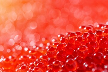 Macro Shot Of Vibrant Red Caviar With Blurred Background To Highlight Details