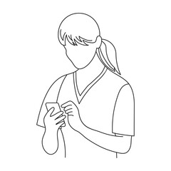 Line art, doctor writes a medical prescription online. Medical healthcare concept. Poster, banner, illustration, vector