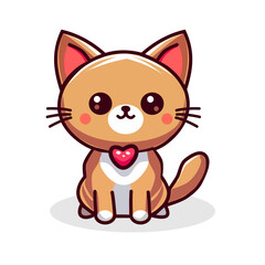 vector illustration of a kitten, cute little cat. in flat, cartoon, minimalist, 2d style isolated on white background