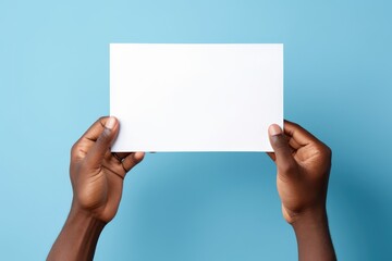 Holding a white piece of paper, holding a blank white piece of blank picture frame with both hands, AI generated