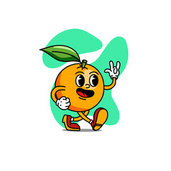 Illustration of cute fruit and vegetable cartoon character with eye and hand